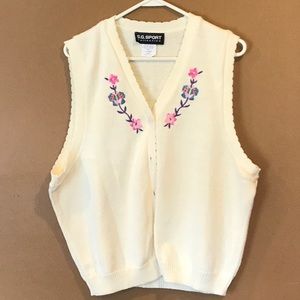 Nice ladies vest flower embroidery on front new